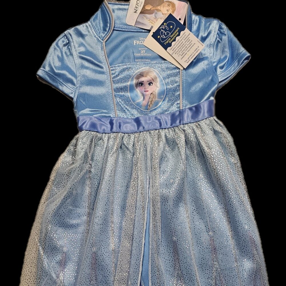 DIsney Frozen 2 Elsa Toddler Girl Nightgown, Princess Sparkle Blue 3T